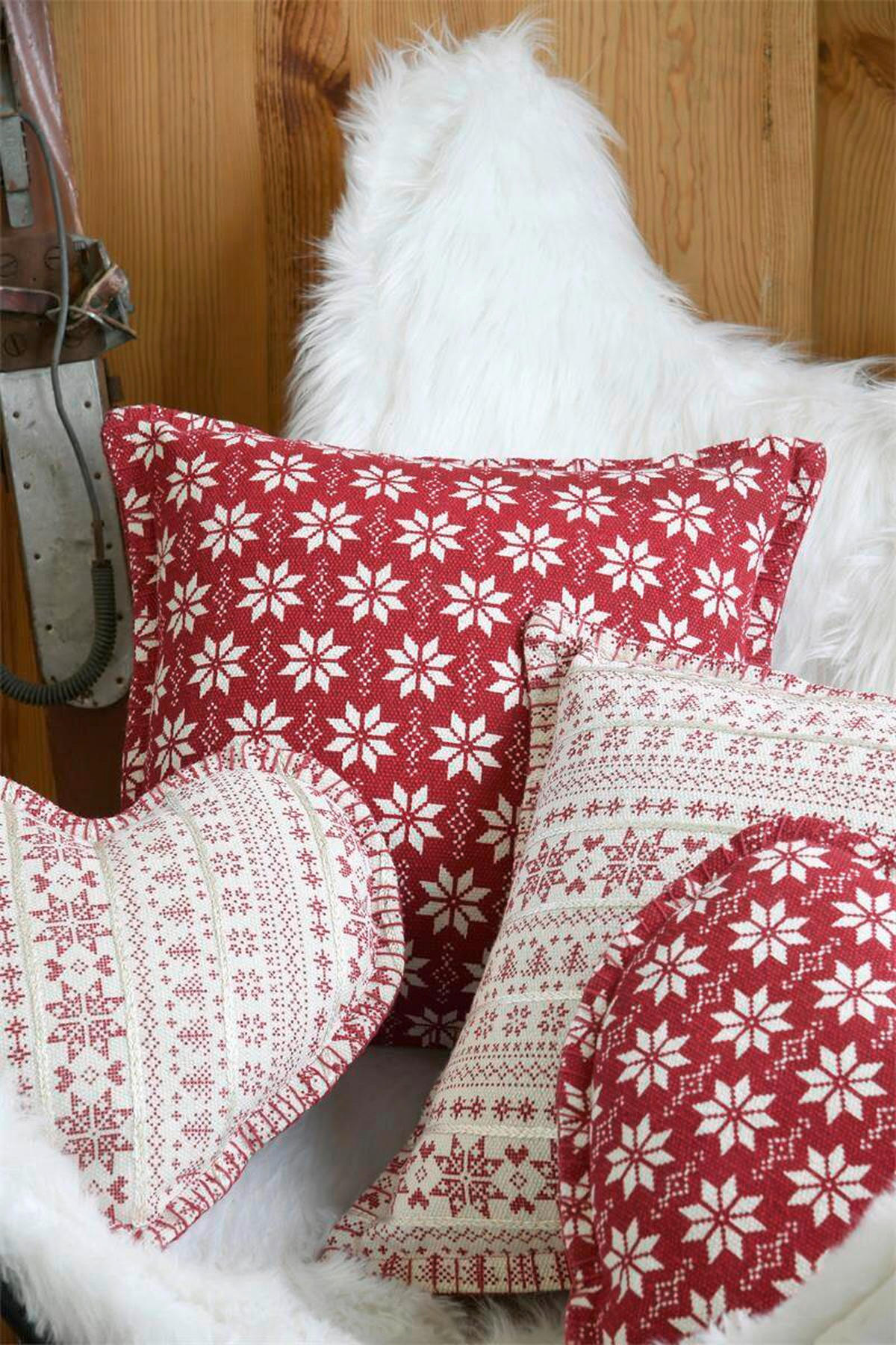 OKRASNA BLAZINA  VALGENIS   40/40 cm          - rdeča/sivobela, Design, tekstil (40/40cm) - X-Mas