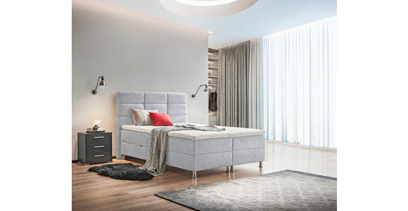 BOXBETT 140/200 cm  in Greige  - Chromfarben/Greige, KONVENTIONELL, Textil/Metall (140/200cm) - Carryhome