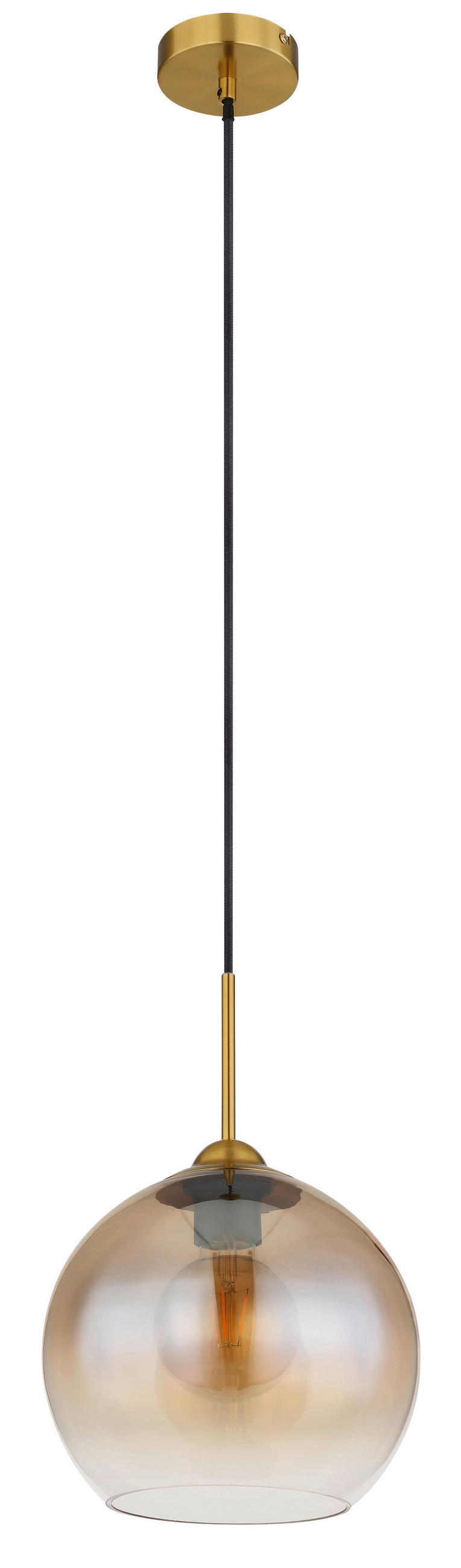 HÄNGLAMPA 25/120 cm  - klar/mässingsfärgad, Design, metall/glas (25/120cm) - Globo