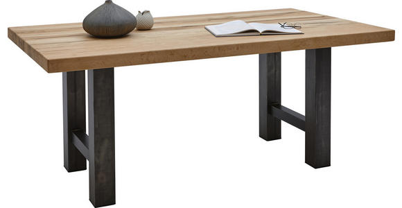 ESSTISCH in Holz, Metall 180/100/75 cm - Eichefarben/Schwarz, Design, Holz/Metall (180/100/75cm) - Valnatura