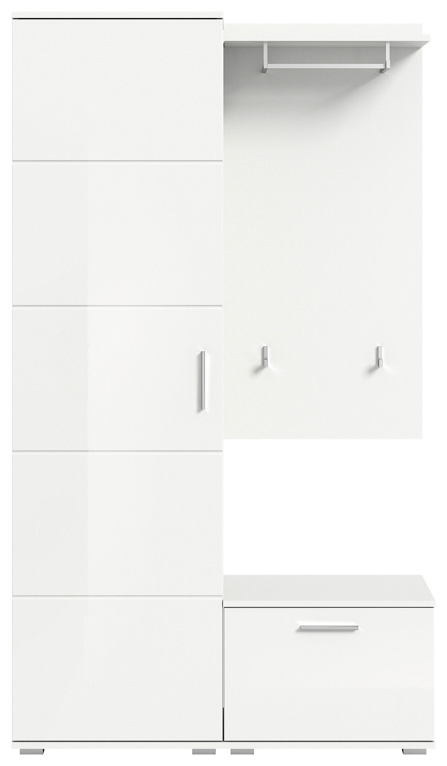 GARDEROBE 3-teilig  in 110/191/37 cm  - Weiß Hochglanz/Weiß, Design, Holzwerkstoff (110/191/37cm) - Xora