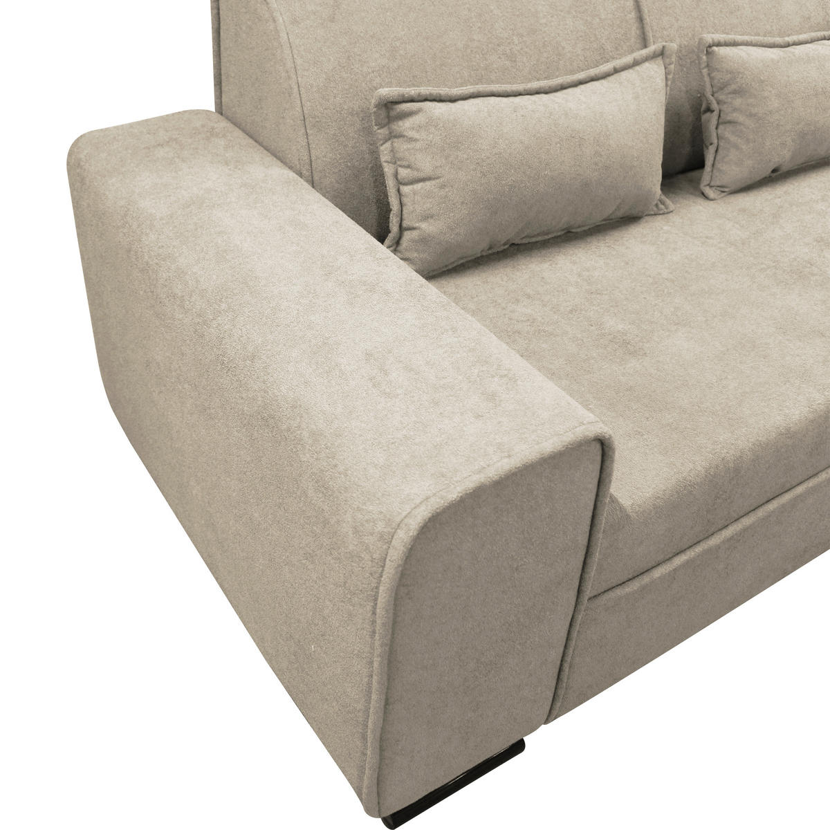 ECKSOFA in Struktur, Bouclé Beige  - Beige/Schwarz, Design, Kunststoff/Textil (270/175cm) - MID.YOU
