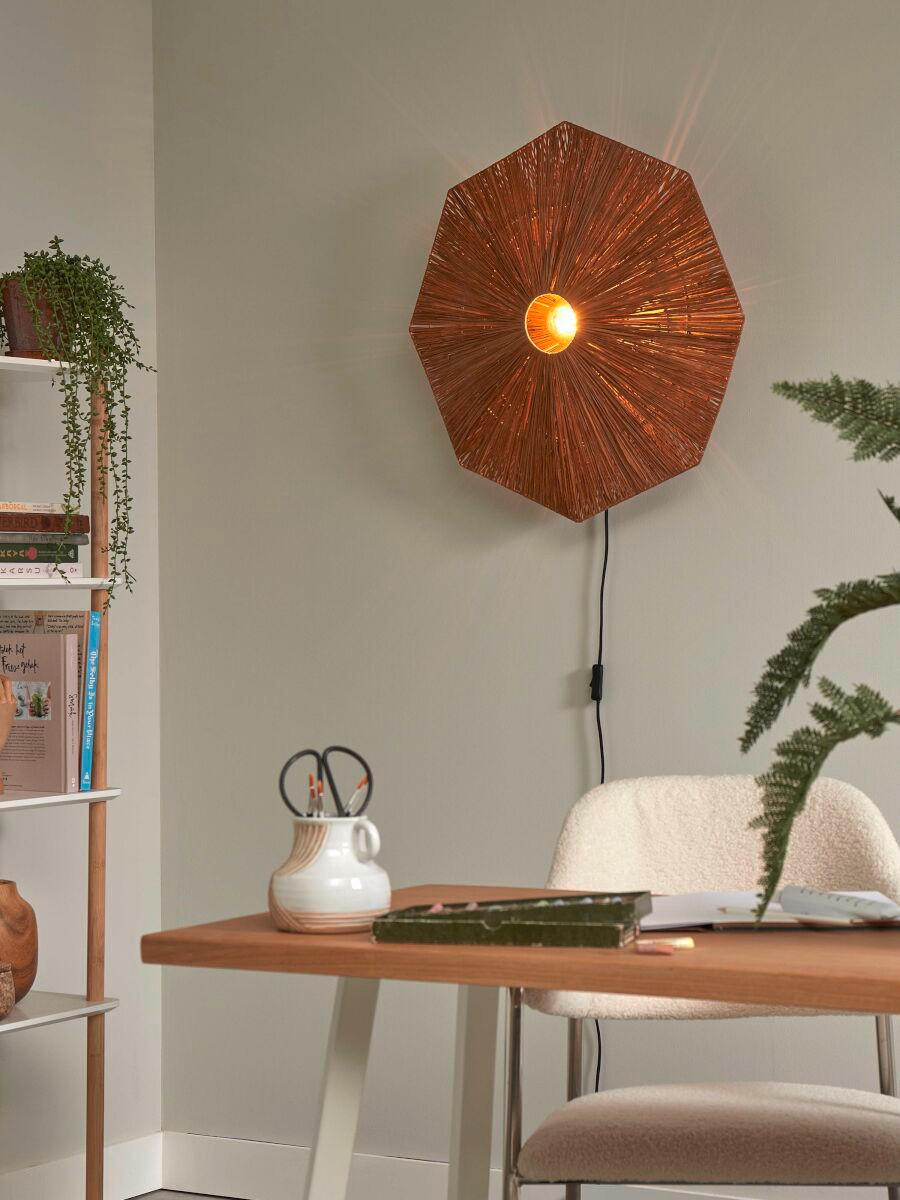 WANDLEUCHTE - Braun, Basics, Naturmaterialien (65/7cm) - Good & Mojo