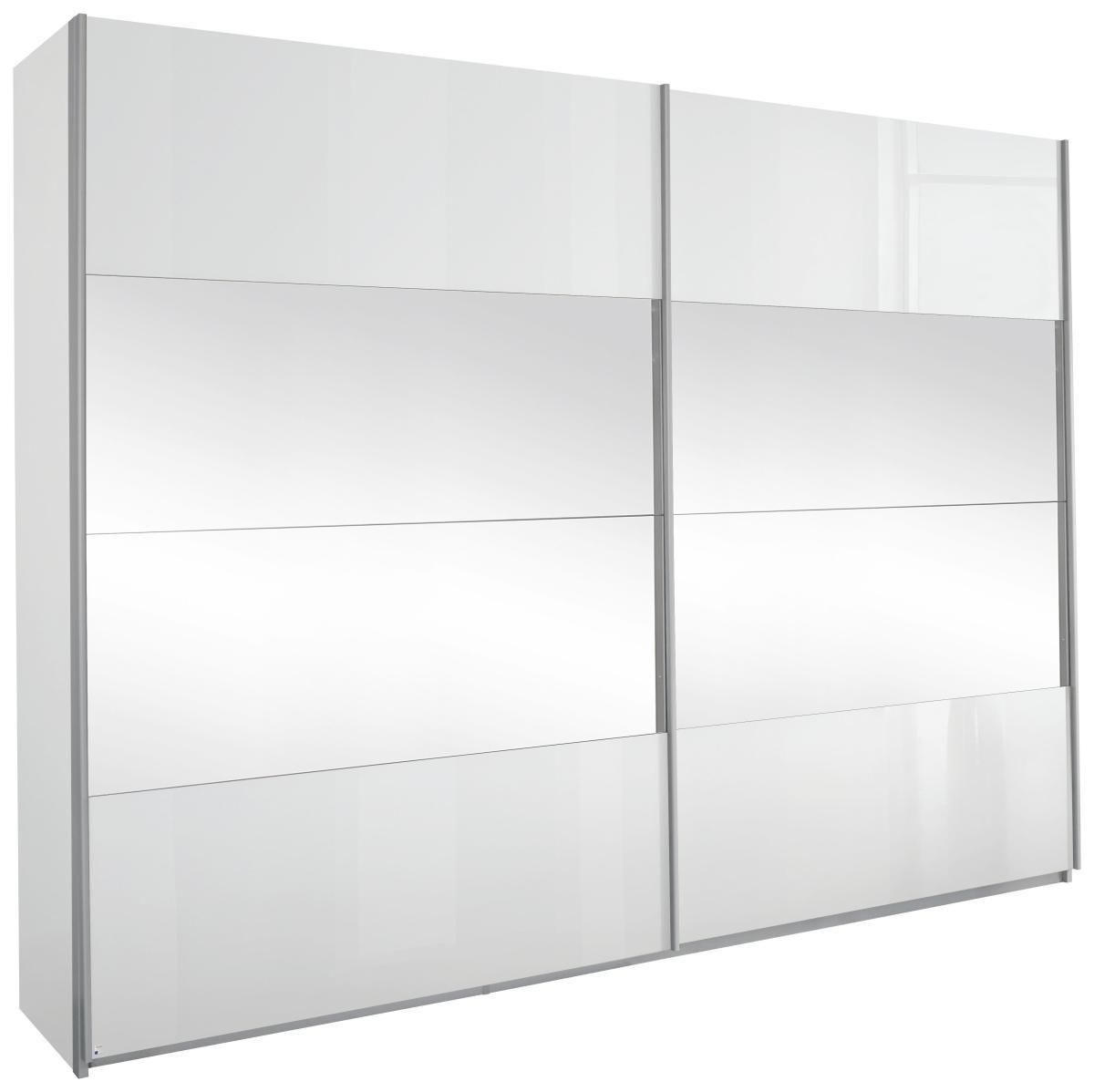 SCHWEBETÜRENSCHRANK 271/229/57 cm 2-türig Weiß  - Alufarben/Weiß, Basics, Glas/Holzwerkstoff (271/229/57cm) - Carryhome