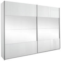 SCHWEBETÜRENSCHRANK 271/229/57 cm 2-türig Weiß  - Alufarben/Weiß, Basics, Glas/Holzwerkstoff (271/229/57cm) - Carryhome