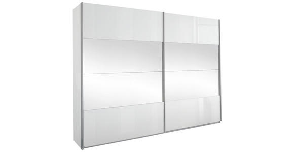 SCHWEBETÜRENSCHRANK 271/229/57 cm 2-türig Weiß - Alufarben/Weiß, Basics, Glas/Holzwerkstoff (271/229/57cm) - Carryhome
