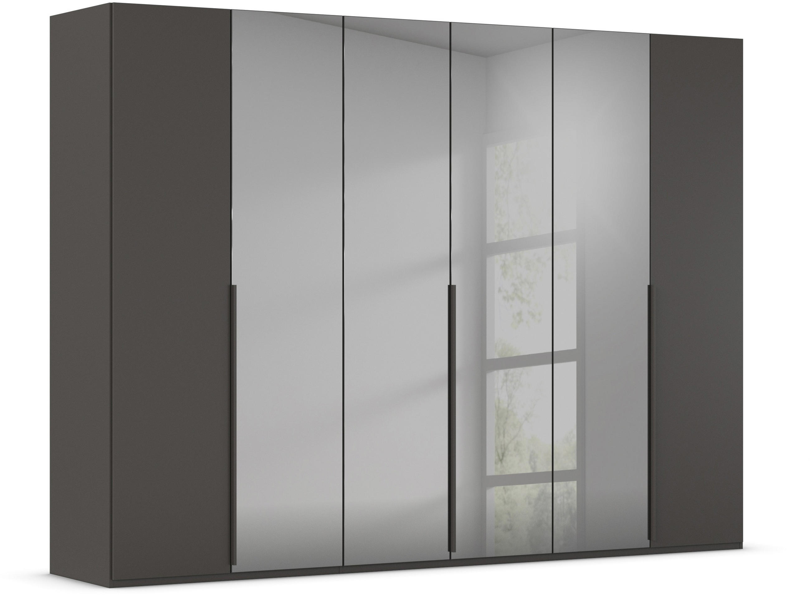 DREHTÜRENSCHRANK 301/223/61 cm 6-türig Graphitfarben, Grau  - Graphitfarben/Grau, Trend, Glas/Holzwerkstoff (301/223/61cm) - Novel