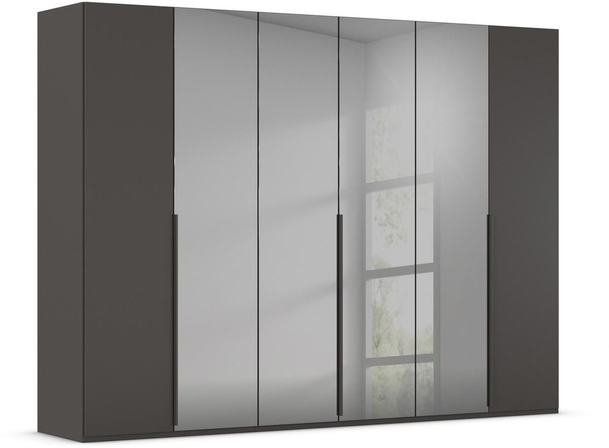 DREHTÜRENSCHRANK in Graphitfarben, Grau  - Graphitfarben/Grau, Trend, Glas/Holzwerkstoff (301/223/61cm) - Rauch Möbel