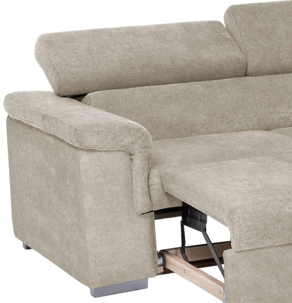 ECKSOFA in Flachgewebe Beige  252/217 cm  - Beige, Basics, Holz/Textil (252/217cm) - MID.YOU