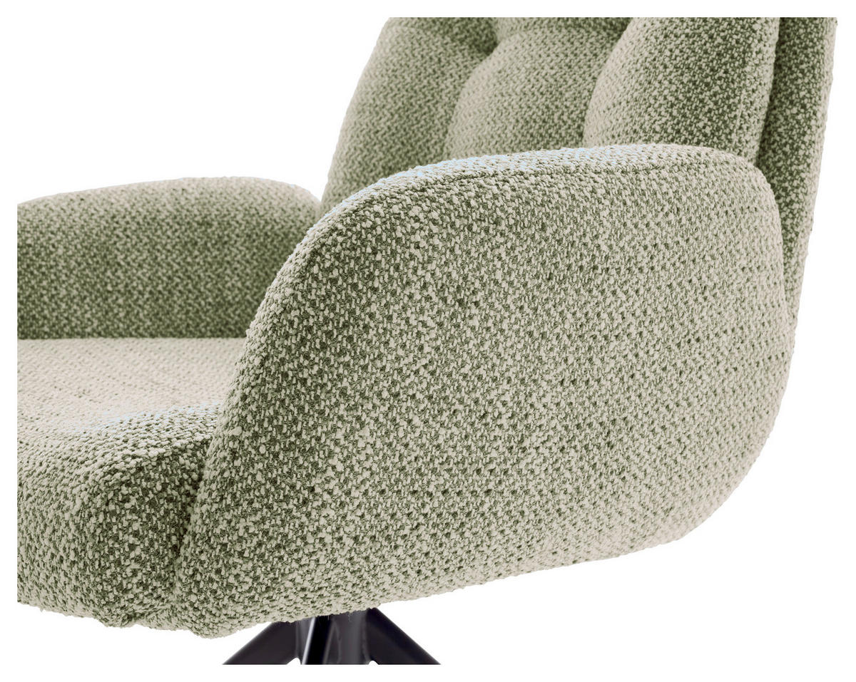 ARMLEHNSTUHL  in Stahl Webstoff  - Schwarz/Olivgrün, Design, Textil/Metall (72/95/77cm) - Novel