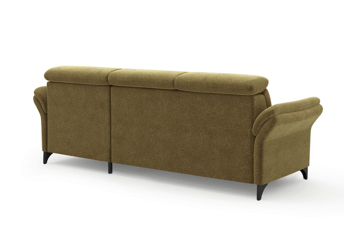 ECKSOFA GLENDALE E Olivgrün Flachgewebe  - Schwarz/Olivgrün, KONVENTIONELL, Textil/Metall (253/166cm) - Sit & More