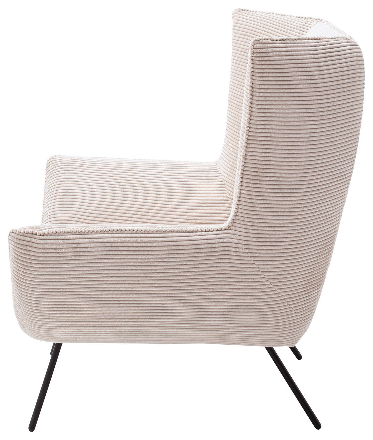 SESSEL in Cord Naturfarben  - Schwarz/Naturfarben, Design, Textil/Metall (90/112/94cm) - Pure Home Lifestyle