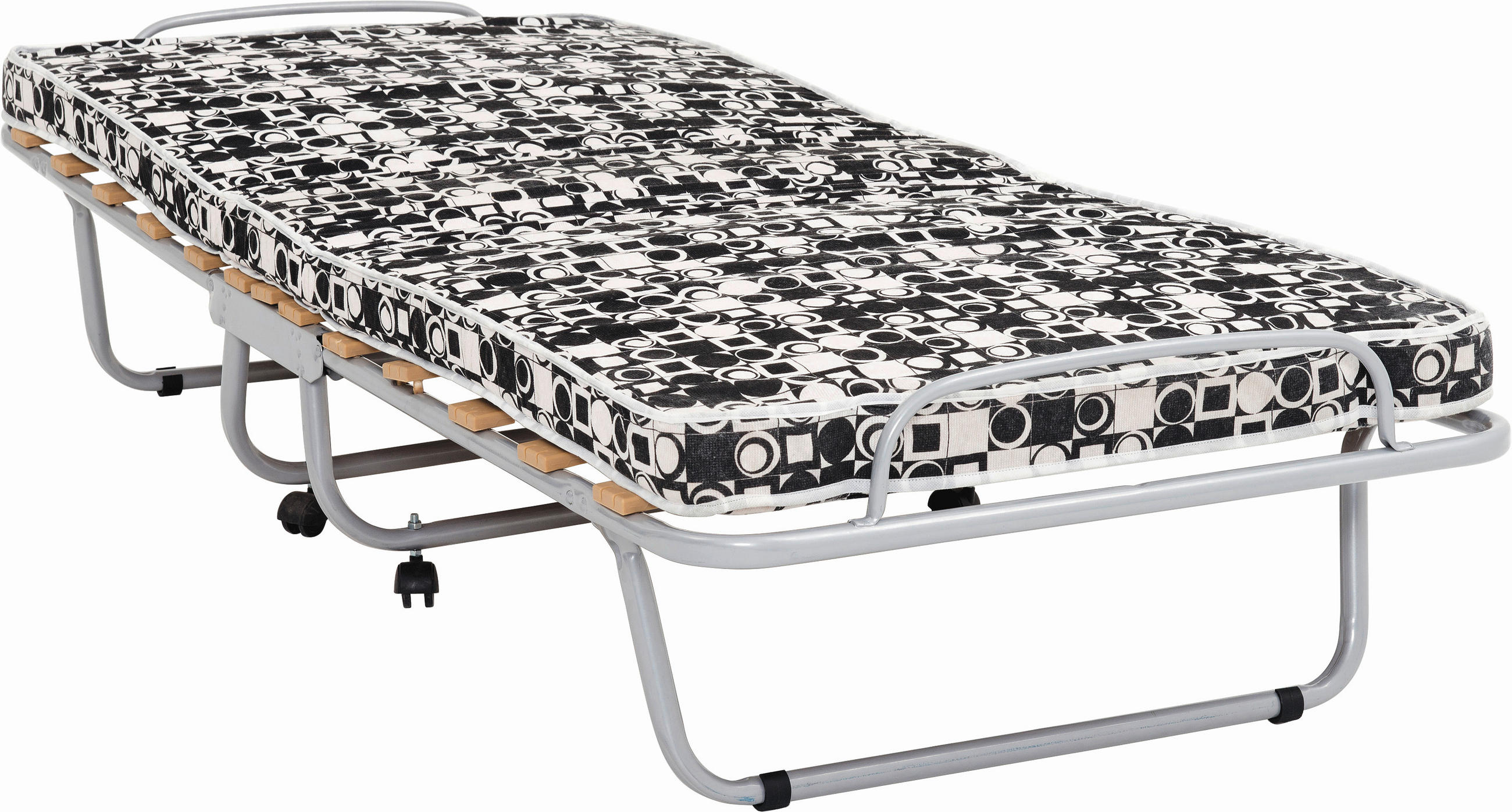 KLAPPBETT 80/190 cm Schwarz, Weiß, Alufarben  - Schwarz/Alufarben, Basics, Textil/Metall (80/190cm) - Boxxx