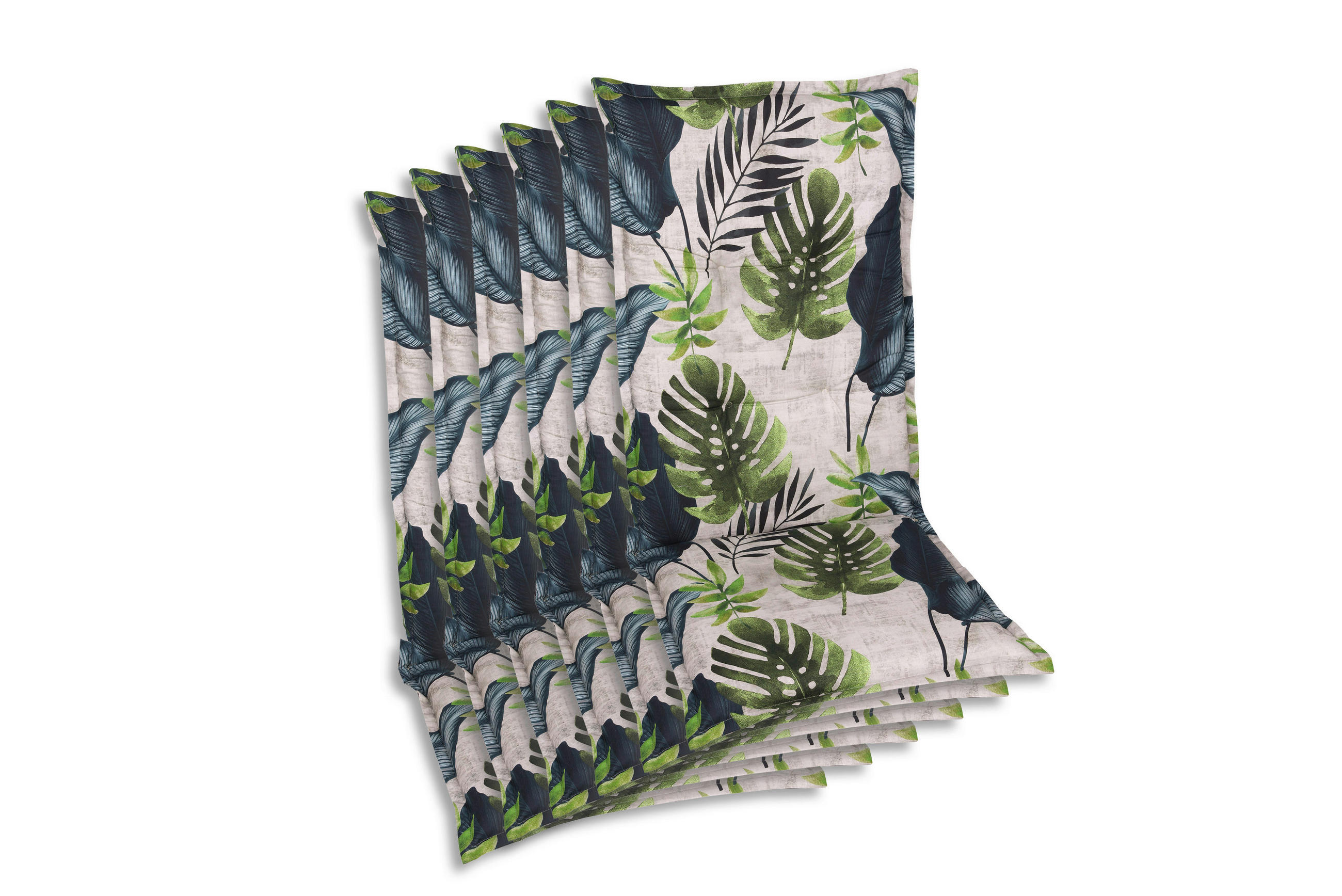 SESSELAUFLAGENSET Blätter  - Blau/Hellgrau, Basics, Textil (50/7/120cm)