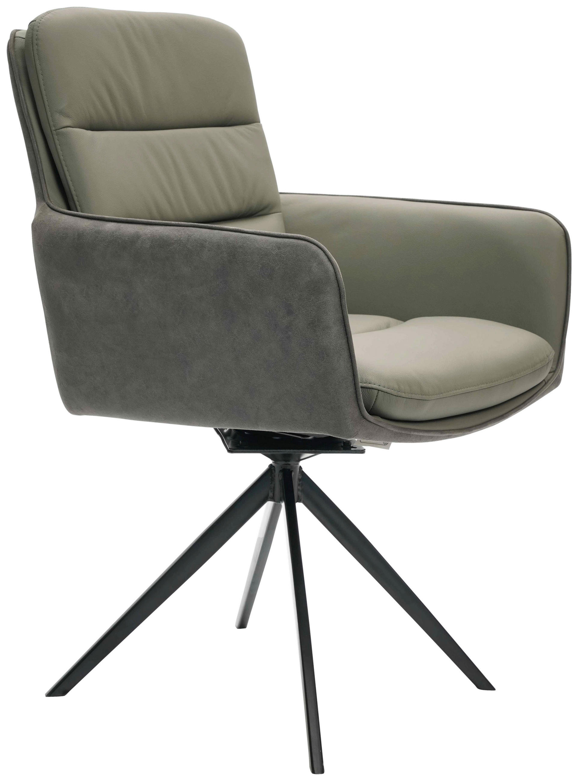 ARMLEHNSTUHL  in Eisen Mikrofaser Echtleder pigmentiert  - Anthrazit/Schwarz, Design, Leder/Textil (58/89/67cm) - Xora