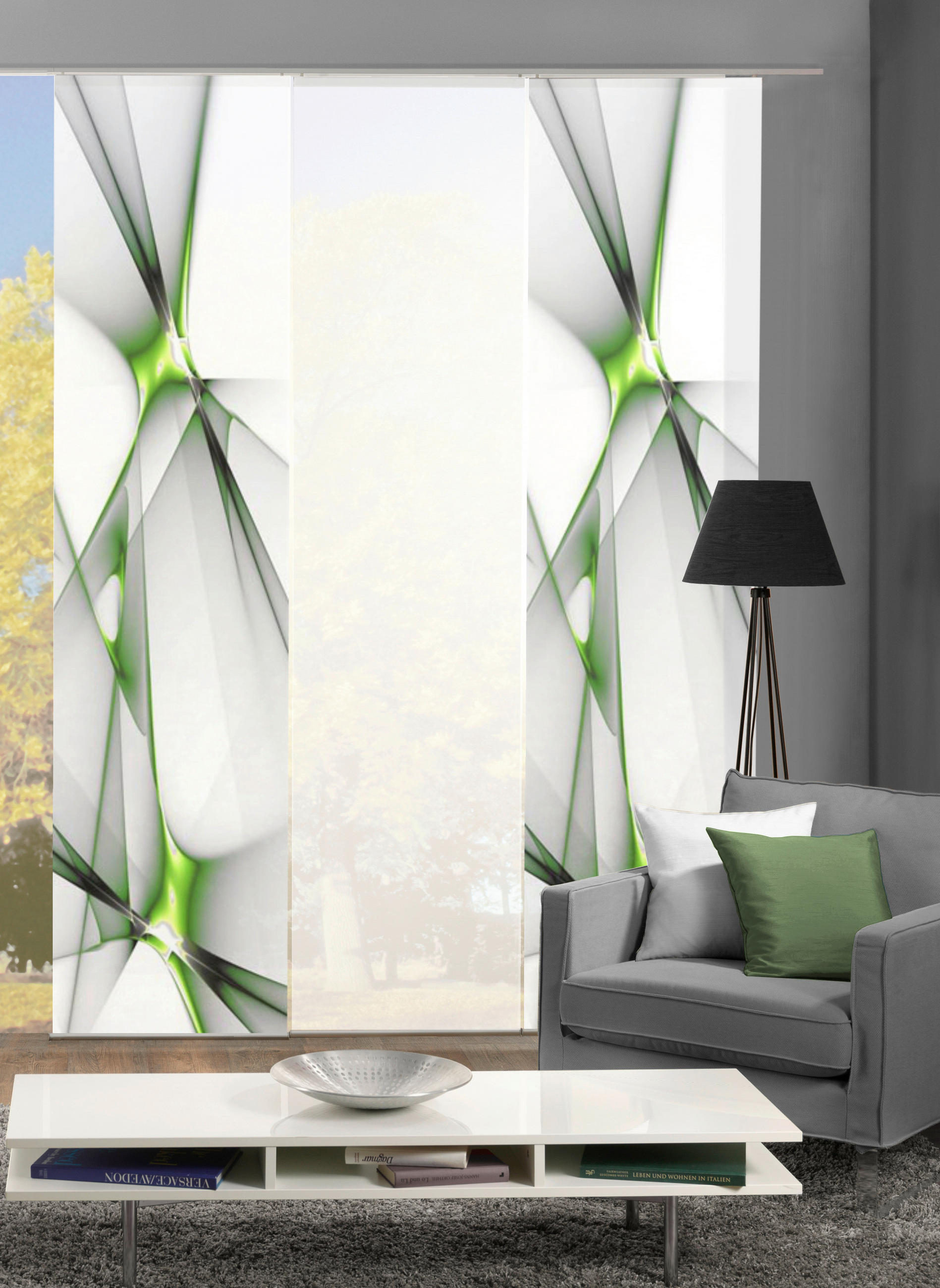 FLÄCHENVORHANG FRANKLIN, 3-TLG  3 Stück    3x60/245 cm  - Hellgrün, Basics, Textil (3x60/245cm)