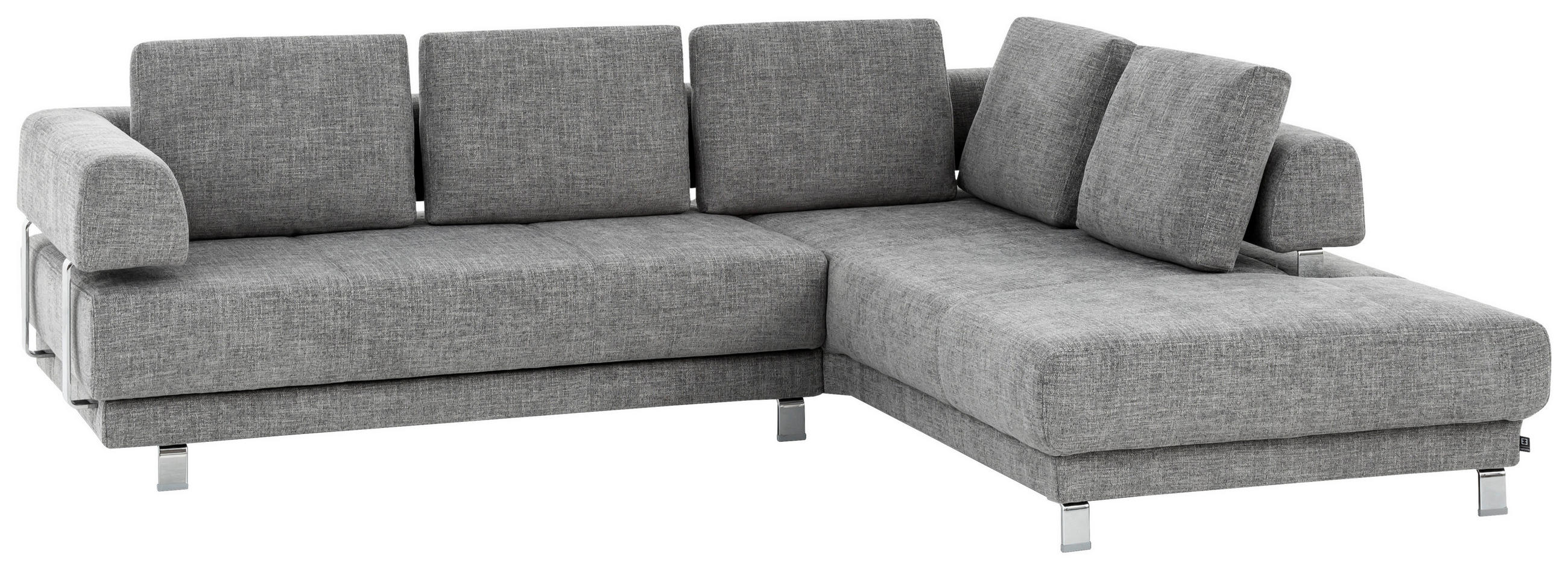 ECKSOFA Graphitfarben Chenille  - Graphitfarben, Design, Textil/Metall (277/235cm) - Stylife