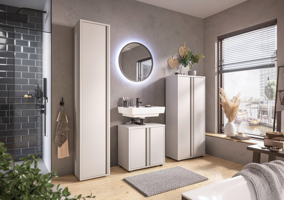 WASCHBECKENUNTERSCHRANK 60/60/33 cm  - Kaschmir/Schwarz, Design, Kunststoff/Metall (60/60/33cm) - home24