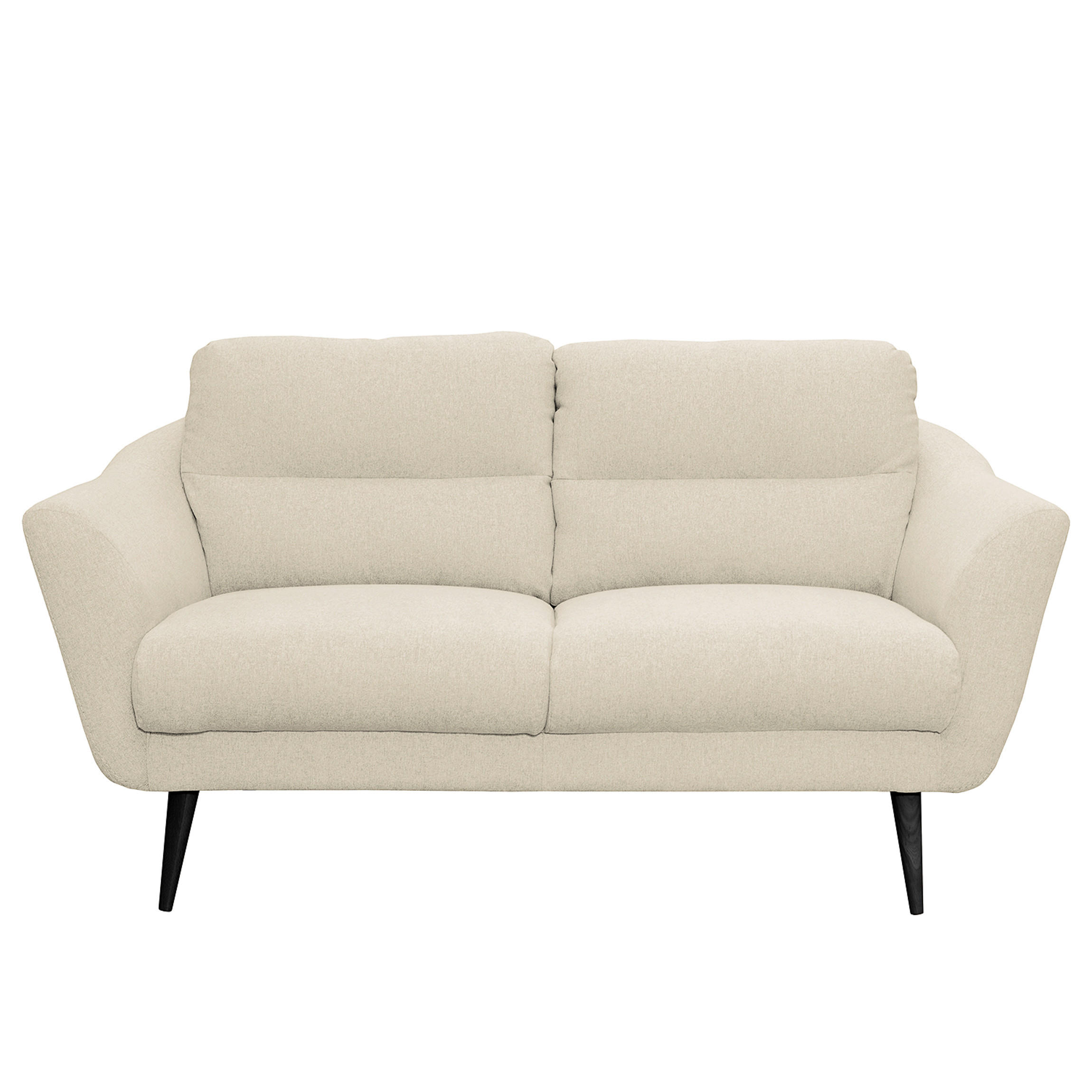 2-SITZER-SOFA in Webstoff Creme  - Creme/Schwarz, Design, Holz/Textil (158/87/88cm) - Livetastic