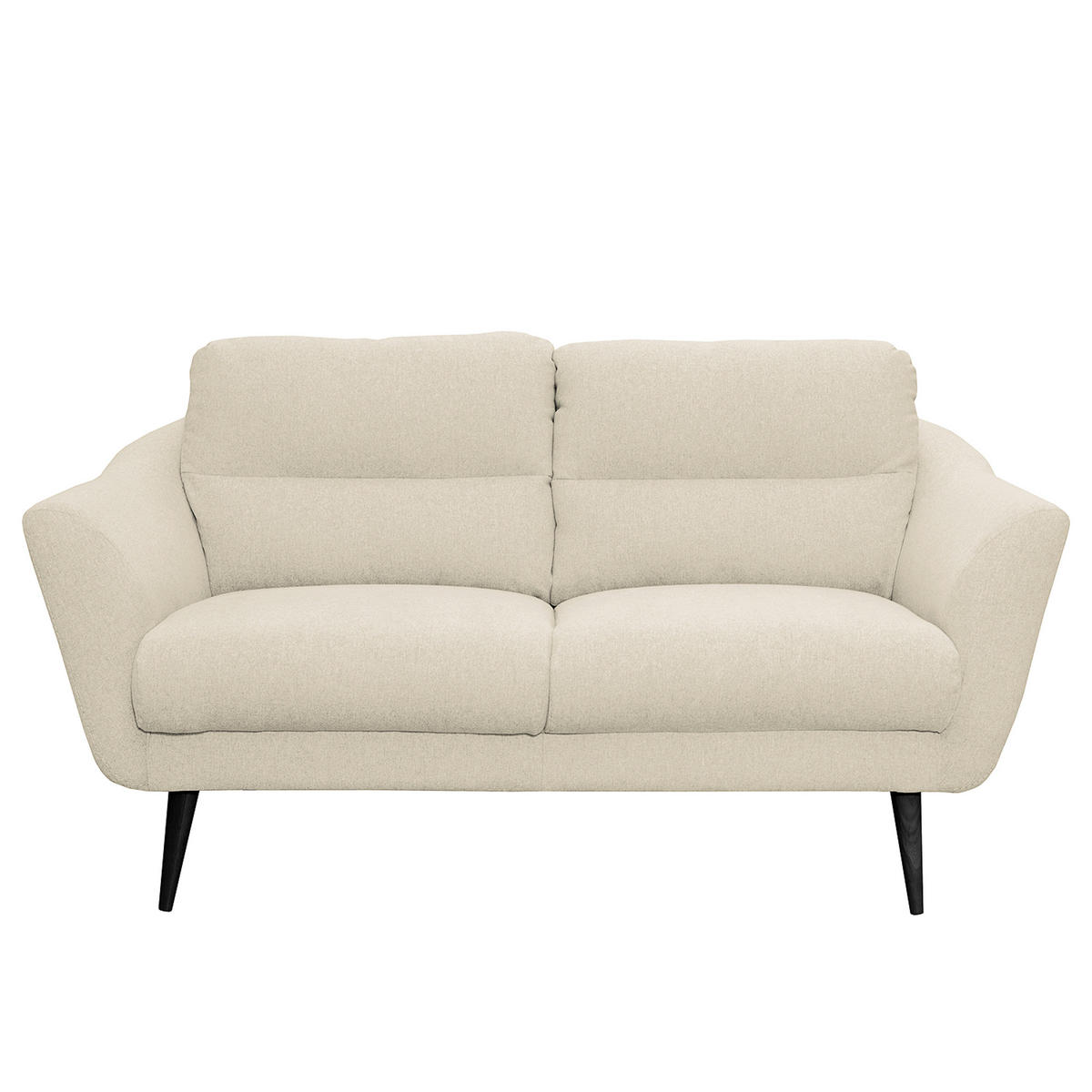 2-SITZER-SOFA in Webstoff Creme  - Creme/Schwarz, Design, Holz/Textil (158/87/88cm) - Livetastic