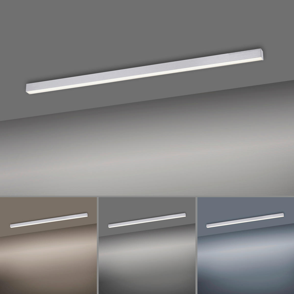 LED-DECKENLEUCHTE Pure Lines 110/3,8/3,9 cm   - Alufarben, Design, Kunststoff/Metall (110/3,8/3,9cm) - Neuhaus PURE