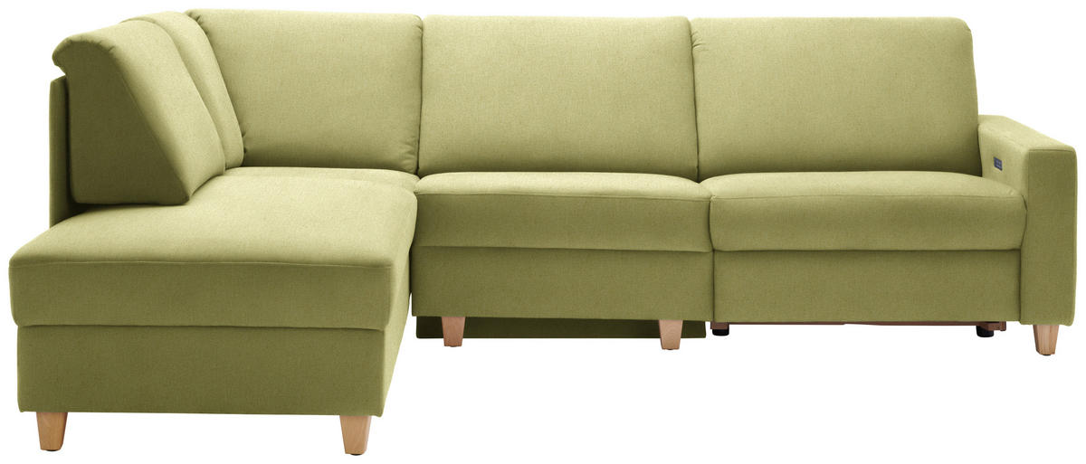 ECKSOFA  in Flachgewebe Hellgrün  203/261 cm  - Eichefarben/Hellgrün, KONVENTIONELL, Holz/Textil (203/261cm) - Sedda