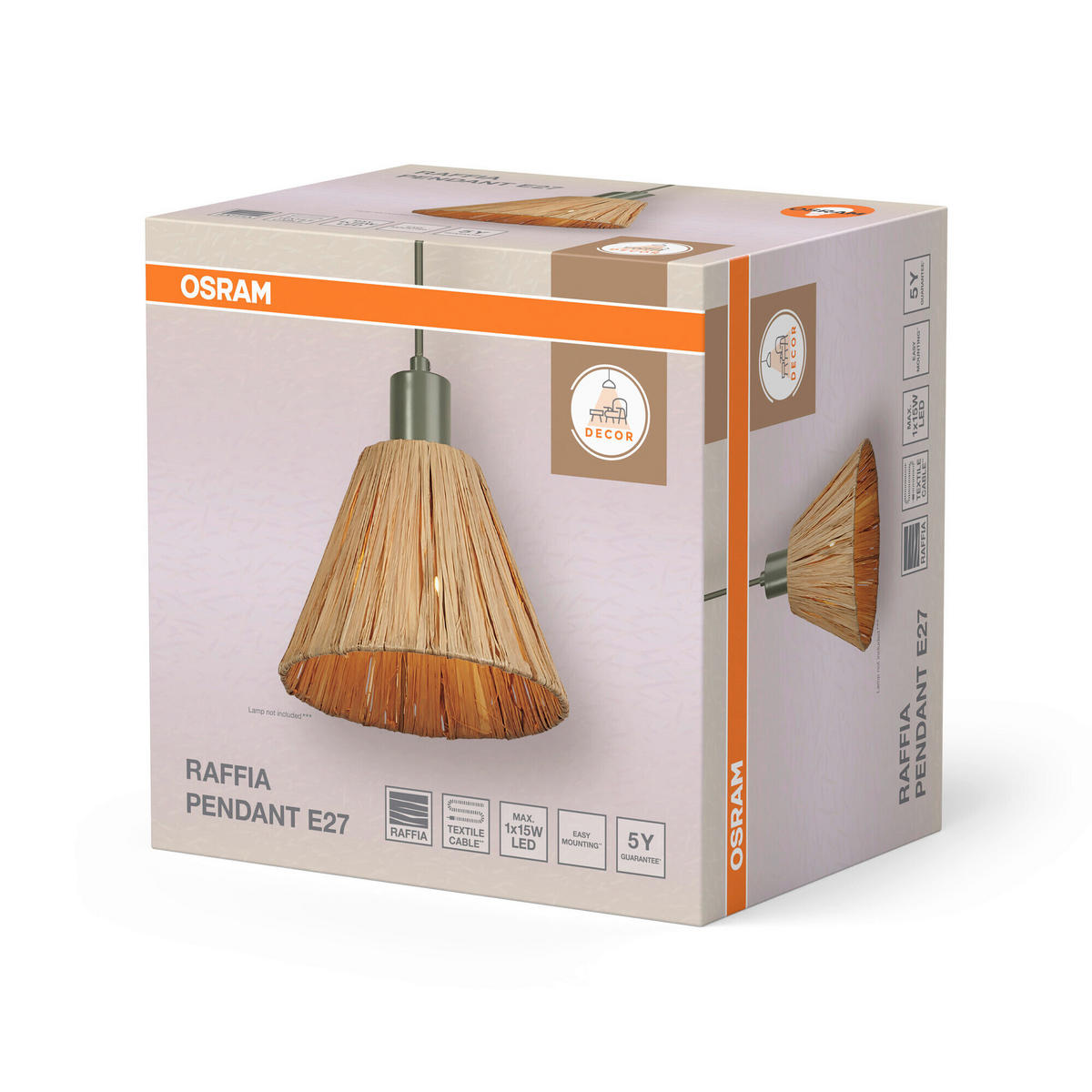HÄNGELEUCHTE 20/125 cm  - Natur, Naturmaterialien/Metall (20/125cm) - Osram