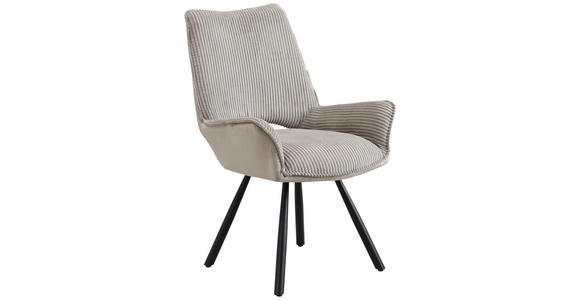 STUHL  Stoffauswahl Webstoff  - Hellgrau/Schwarz, Design, Textil/Metall (58/91/64cm) - Carryhome