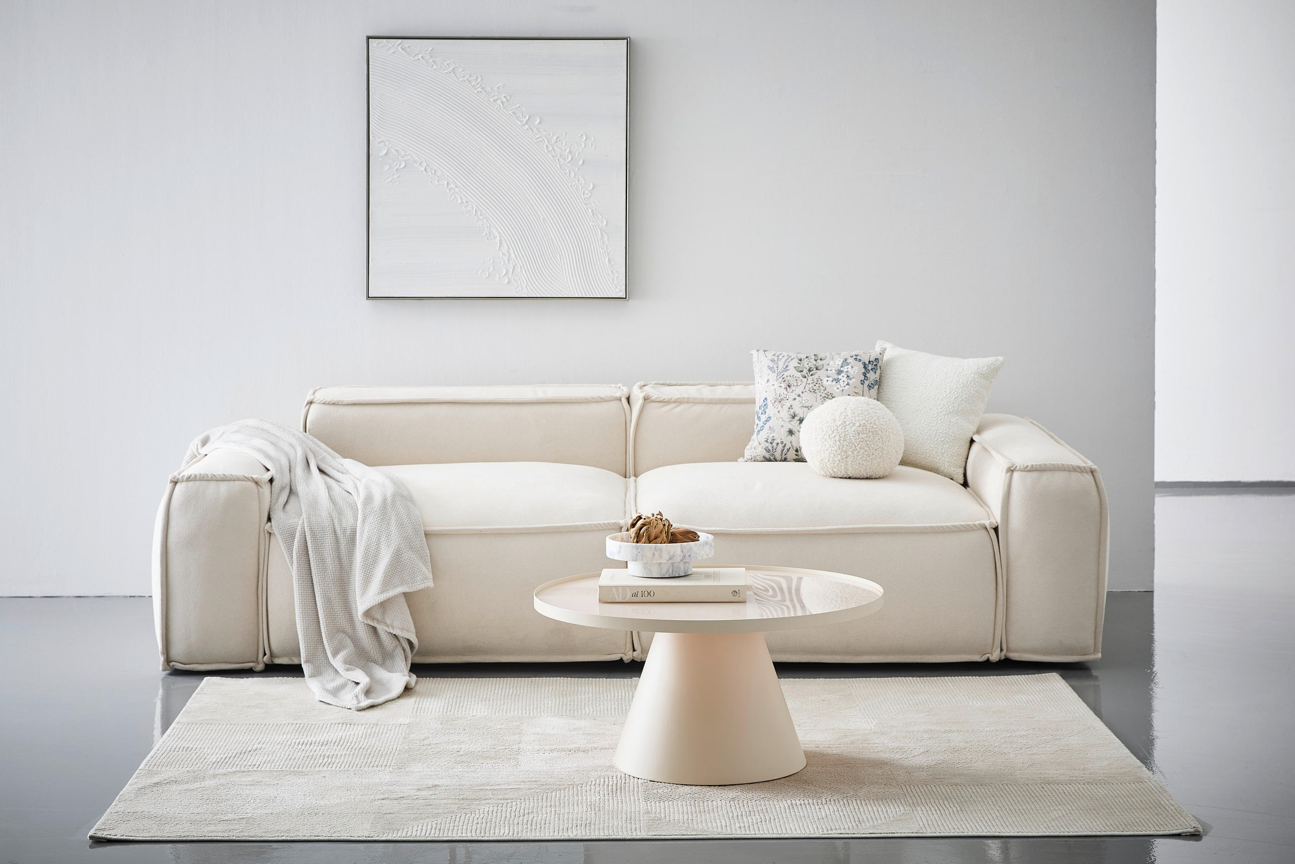 COUCHTISCH Kristallglas 81/81/40 cm rund Creme  - Creme, Design, Glas/Metall (81/81/40cm) - Livetastic