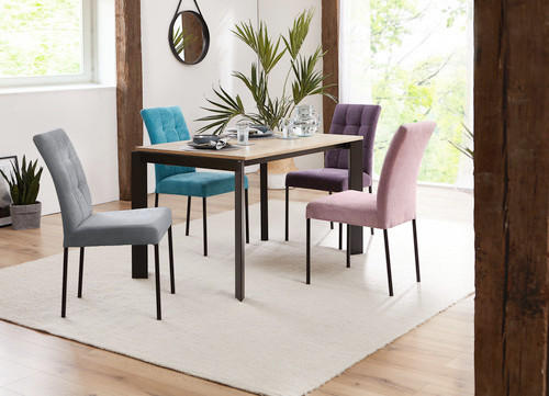 ESSTISCH in Metall, Holzwerkstoff 120-180/80/75 cm  - Eichefarben/Schwarz, Design, Holzwerkstoff/Metall (120-180/80/75cm) - home24