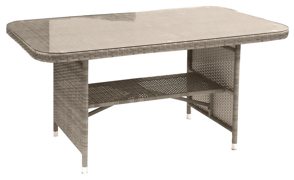 LOUNGEGARNITUR 11-teilig   140/68/80 cm Stahl  - Beige/Grau, MODERN, Kunststoff/Textil (140/68/80cm) - Gardenson