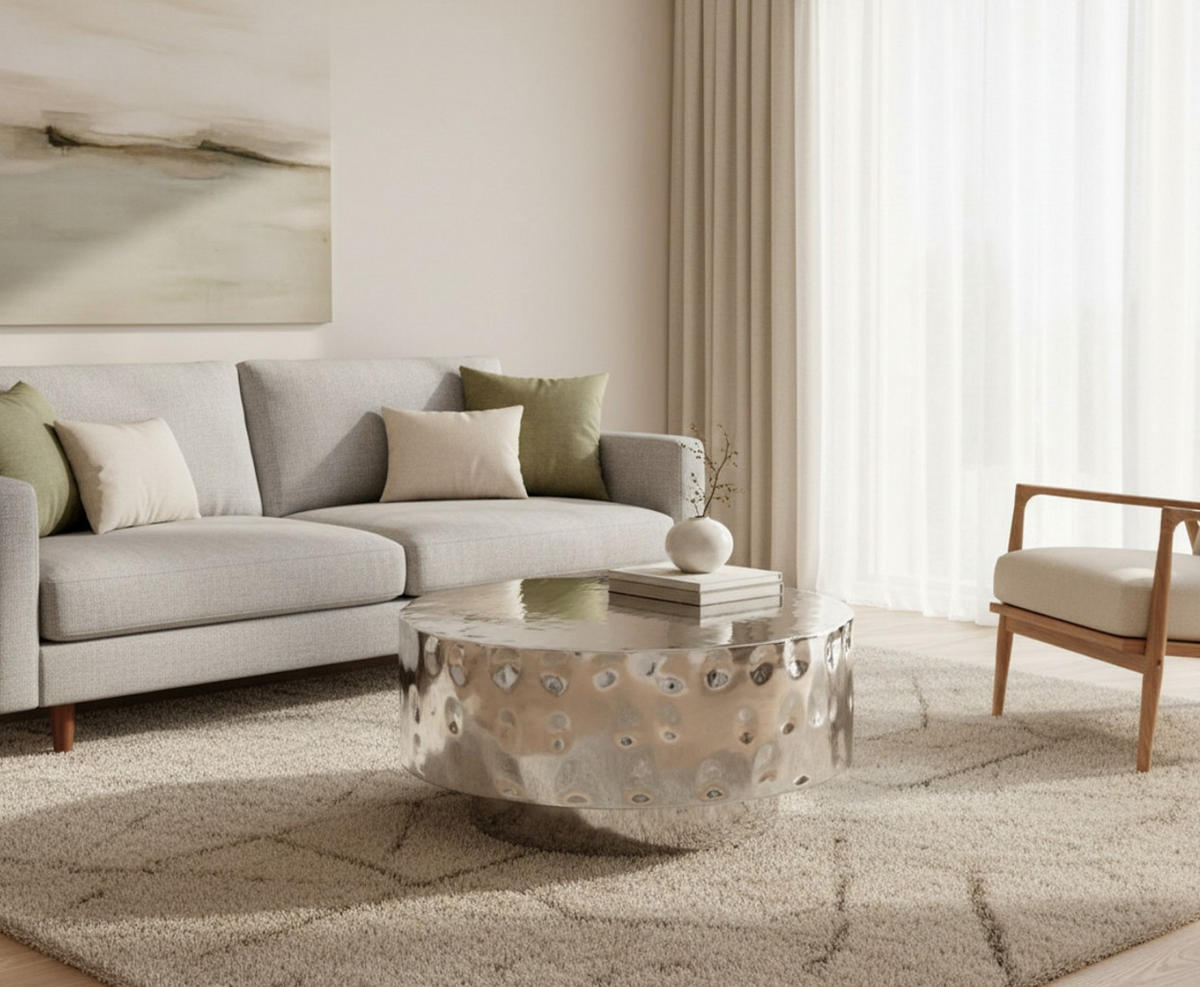 BEISTELLTISCH 76/76/37 cm Silberfarben rund  - Silberfarben, Basics, Metall (76/76/37cm) - MID.YOU