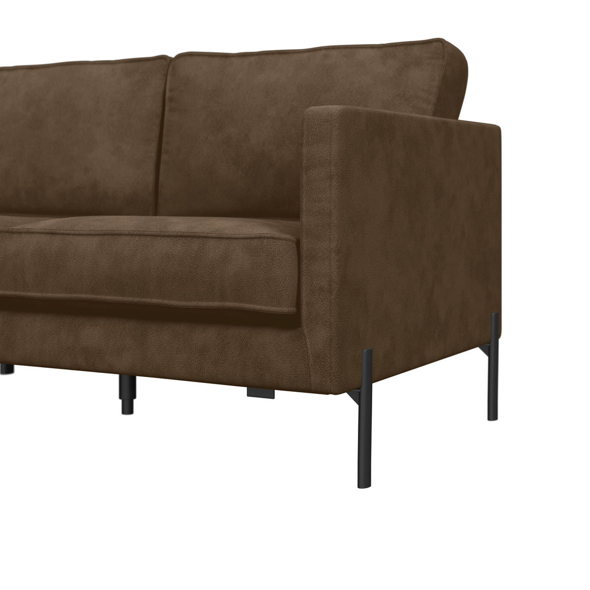 ECKSOFA in Flachgewebe Braun  - Schwarz/Braun, Trend, Textil/Metall (154/232cm) - Livetastic