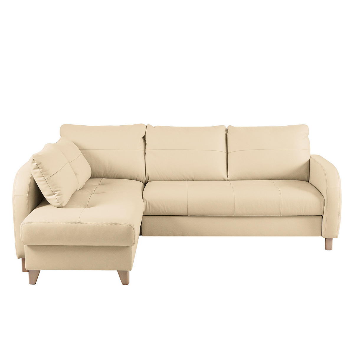 ECKSOFA Lederlook Echtleder Beige  - Beige/Buchefarben, Design, Leder/Holz (168/227cm) - Livetastic