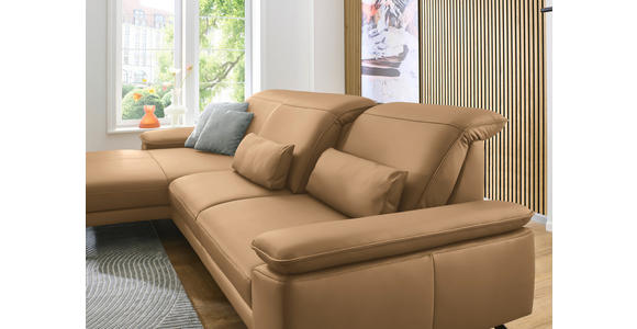 ECKSOFA Dieter Knoll in Echtleder Honig  193/332 cm  - Schwarz/Honig, Design, Leder/Metall (193/332cm) - Dieter Knoll