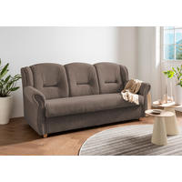 3-SITZER-SOFA Mikrofaser Braun  - Wildeiche/Braun, Konventionell, Holz/Textil (220/98/90cm) - Livetastic