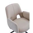 ARMLEHNSTUHL  Sitzfläche 360° drehbar, automatische Rückholfunktion Leinenoptik Echtleder  - Beige/Schwarz, Design, Leder/Textil (60/85/62cm) - Dieter Knoll