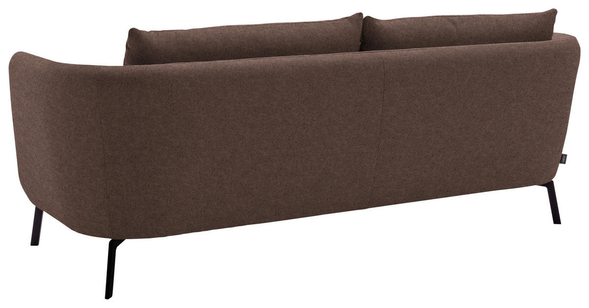 3-SITZER-SOFA  in Flachgewebe Braun  - Schwarz/Braun, Design, Textil/Metall (210/71/91cm) - Schöner Wohnen
