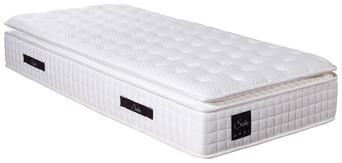 TASCHENFEDERKERNMATRATZE SOHO PILLOW TOP 100/200 cm Höhe ca. 32 cm 7 -Zonen - Weiß, Basics, Textil (100/200cm) - Livetastic