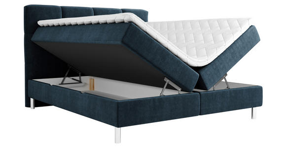 BOXBETT 180/200 cm in Dunkelblau - Chromfarben/Dunkelblau, Design, Holz/Holzwerkstoff (180/200cm) - Esposa