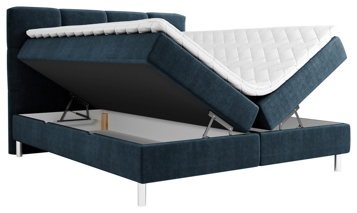 BOXBETT 140/200 cm  in Dunkelblau  - Chromfarben/Dunkelblau, Modern, Holz/Holzwerkstoff (140/200cm) - Esposa