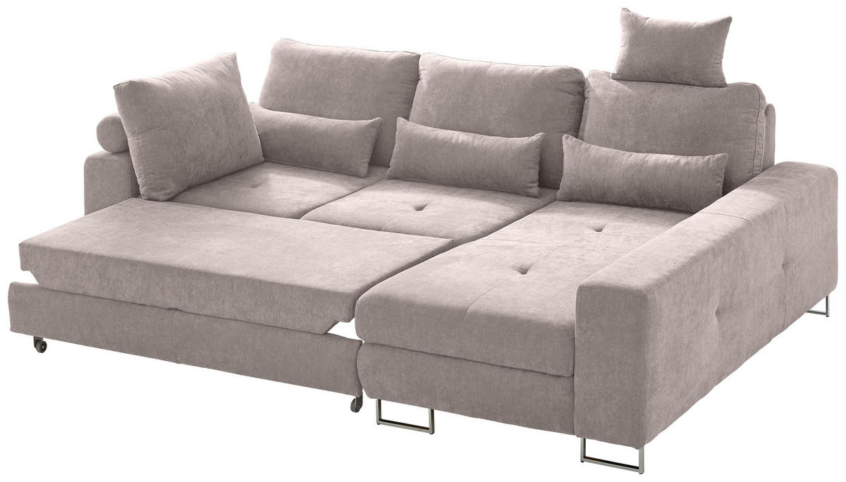 SEDEŽNA GARNITURA, gladka tkanina bež  - bež, Design, kovina/tekstil (260/188cm) - Hom`in