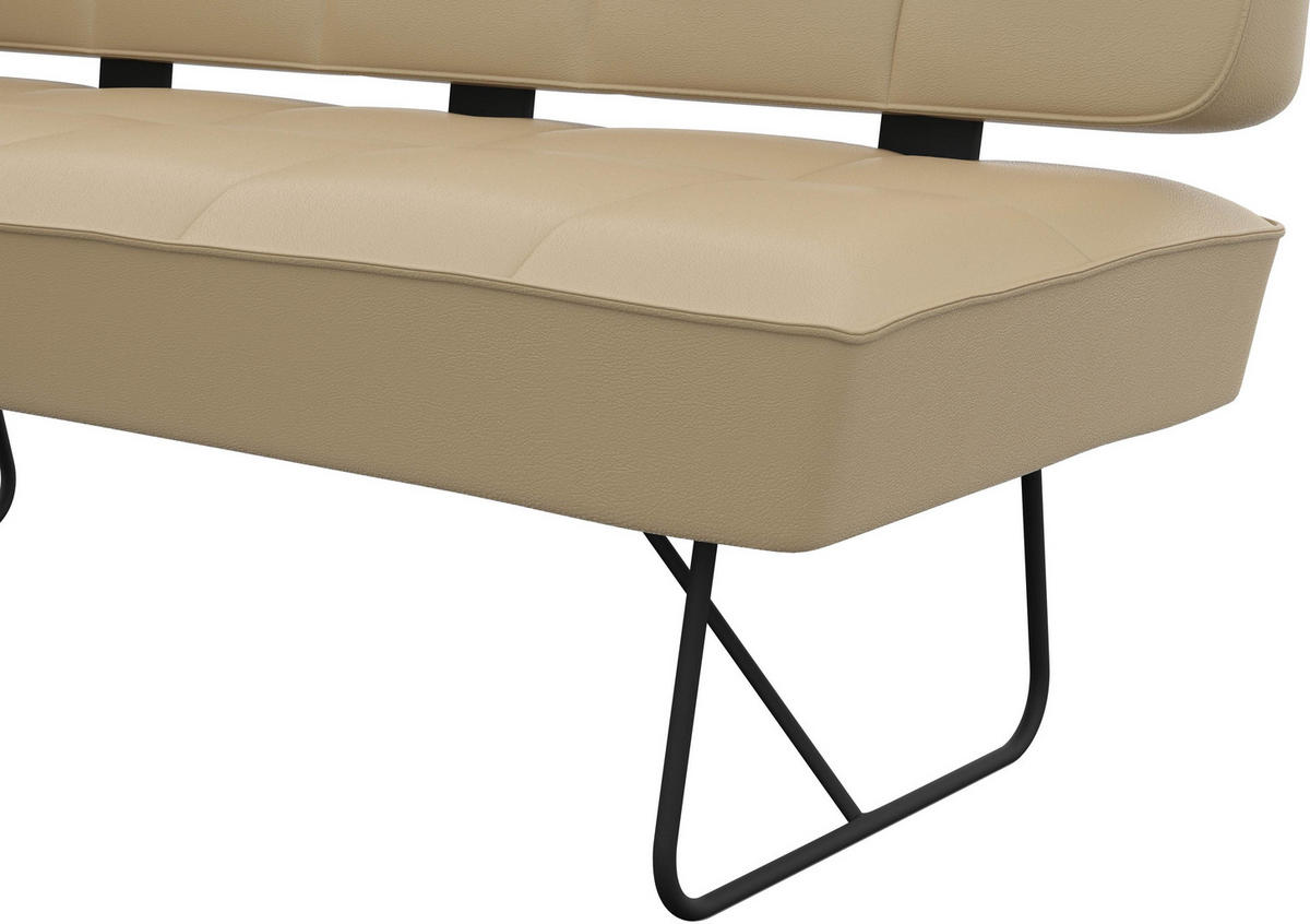 ECKBANK 207/165 cm Echtleder Beige   - Beige/Schwarz, Design, Leder/Metall (207/165cm) - Moderano