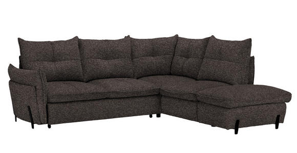 ECKSOFA Dunkelbraun Bouclé  - Dunkelbraun/Schwarz, Design, Textil/Metall (250/220cm) - Xora