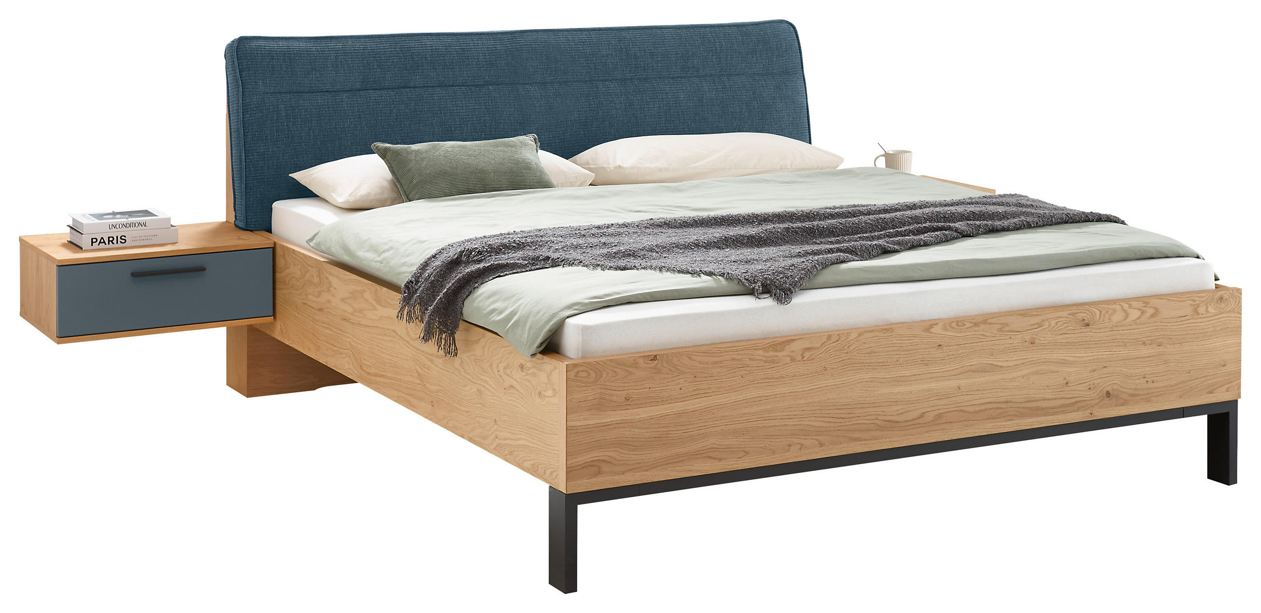 BETTANLAGE in Blau, Eichefarben  - Blau/Eichefarben, Design, Holz/Holzwerkstoff (180/200cm) - Dieter Knoll