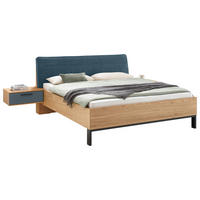 BETTANLAGE - Blau/Eichefarben, Design, Holz/Textil (180/200cm) - Dieter Knoll
