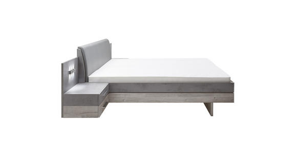 BETTANLAGE 180/200 cm in Grau, Eichefarben - Eichefarben/Grau, Design, Holzwerkstoff/Textil (180/200cm) - Venda