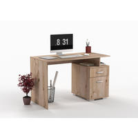 PISALNA MIZA leseni material barve hrasta  - barve hrasta/barve aluminija, Moderno, kovina/leseni material (120/60/75cm) - Carryhome