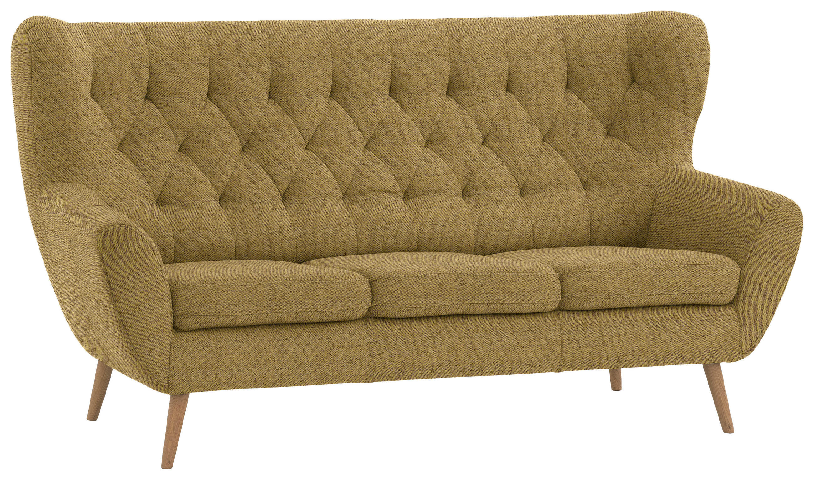 3-SITZER-SOFA Skagen in Flachgewebe Gelb  - Gelb, Design, Holz/Textil (187/101/95cm) - Stylife
