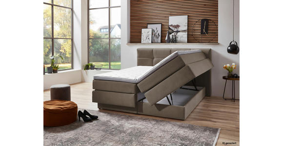 BOXSPRINGBETT 160/200 cm  in Taupe  - Taupe/Schwarz, KONVENTIONELL, Kunststoff/Textil (160/200cm) - Carryhome